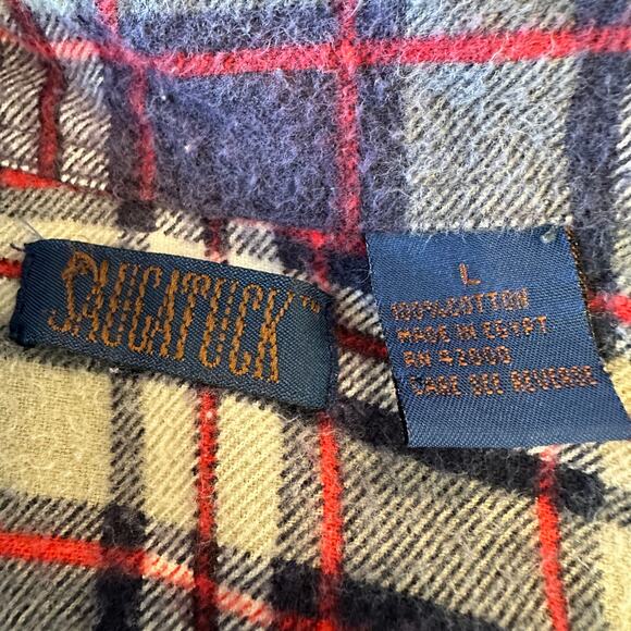 Bratz Plaid Flannel Shirt LARGE Oversized Upcycle Unique Grunge Y2K Shacket - Picture 5 of 6